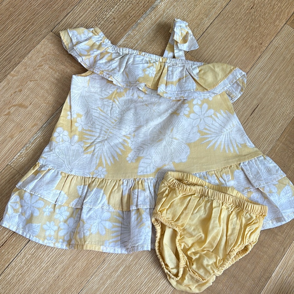 Janie and Jack yellow and white floral dress with bloomers